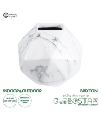 GloboStar® Artificial Garden BRIXTON 20784 Επιδαπέδιο Πολυεστερικό Τσιμεντένιο Κασπώ Γλάστρα - Flower Pot Λευκό Μ30 x Π30 x Υ30cm